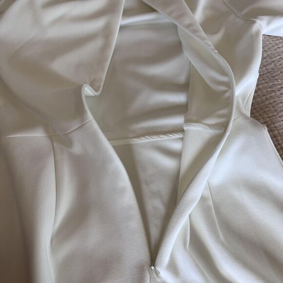 Calvin Klein Dress Womens XS White Bow Shoulder Sheath Midi 3/4 Sleeve Back Zip - Picture 16 of 16